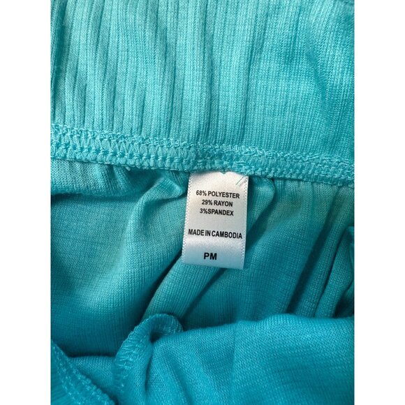 Muk Luks Three Piece Lounge Wear Set Size PM Aqua Stretch Pocket Shirt Pants Car - Picture 3 of 13